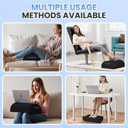 TranquilRelax Foot Rest Under Desk, 3-Height Adjustable Foot Stool, Black