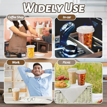 Qinsihwn 20 oz Clear Plastic Cups with Strawless Sip Lid,25 Sets Disposable Iced Coffee Cups with Lids,Disposable Clear Plastic Cups with Lids for Iced Coffee,Smoothie,Cold Drinks for Party