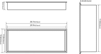 Achelous Stainless Steel Wall Insert Niche - 30" X 12", No Tile Needed, Recessed Shower Shelf Organizer, Matte Black