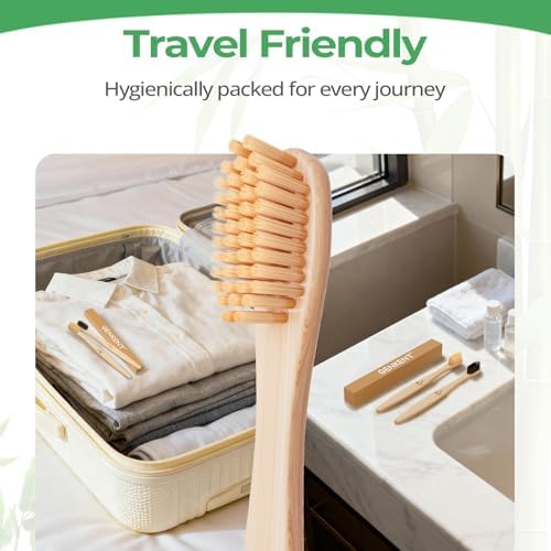 GENKENT Bamboo Toothbrushes 12 Pack BPA Free Soft Bristles Toothbrush