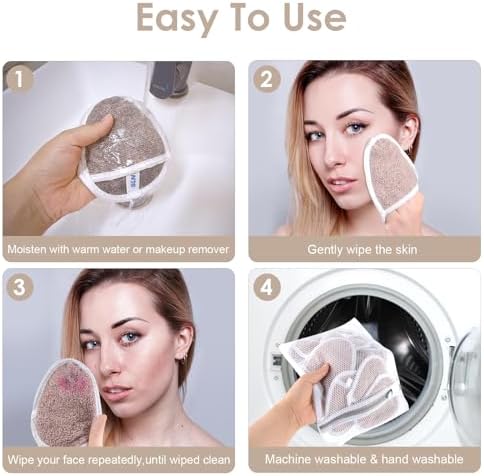 SINLAND Reusable Makeup Remover Pads Brown 12 Pack