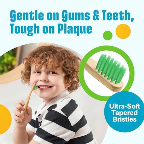 VIVAGO Kids Toothbrush - Kids Bamboo Toothbrushes with Soft Bristles 6 Pack