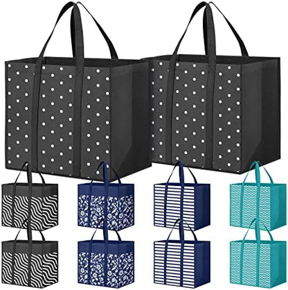 10 Pack Reusable Grocery Bags Waterproof Tote Bags for Shopping Groceries