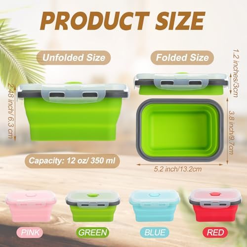 Potchen 4 Pcs Collapsible Silicone Bowls 12 oz Containers