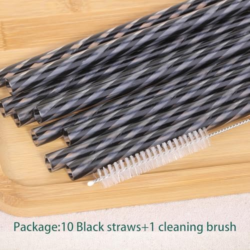Dakoufish Replacement Straws for StanleylOwalalHydro Jug 40oz 30oz Tumbler,10 Pack 12 Inch Back Reusable Straws With Cleaning Brush For Stanley Simple Modern Cup,Dishwasher Safe.
