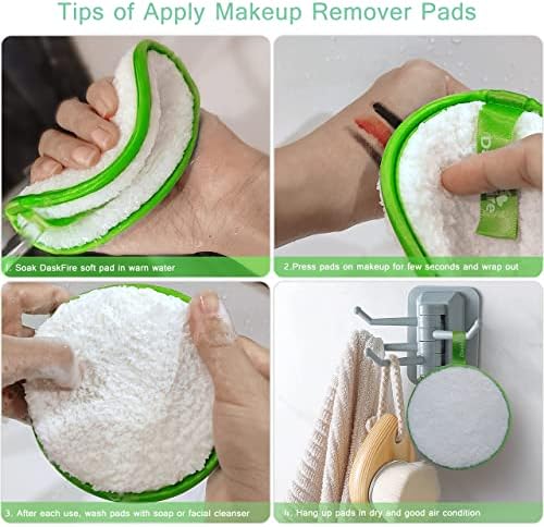 Reusable Makeup Remover Pads, Facial Make Up Removal Wipes, Washable Face Cleaning Cloths, Hypoallergenic for Mascara, Eye Shadow, Lipstick, Foundation -3 pcs, 4.5" Dia