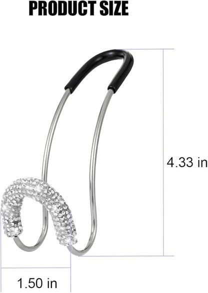 Bling Car Headrest Hook, 2PCS Crystal Rhinestone Vehicle Seat Purse Bag Organizer Hanger, Diamond Automotive Backseat Storage Holder Hook Accessories, Universal for SUV Truck Van (White)