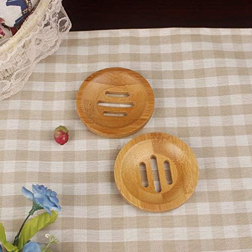 2pcs Bamboo Soap Dish Soap Tray,Round Bath Holder Bamboo Dish for Shower Wood Holder Saver Container Bathroom Storage Case for Bathroom Toilet Kitchen Hotel