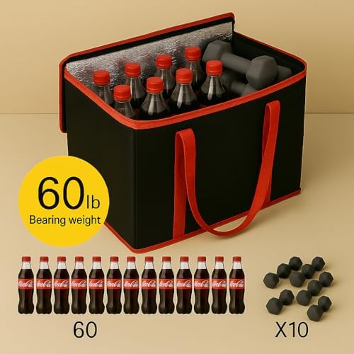 musbus 2Pk Trunk Organizer for Car Insulated Reusable Grocery Bags, Collapsible Cooler Bag for Groceries, Heavy Duty Large Insulated Bag (Large, Charcoal Black)