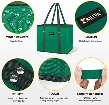 BALEINE 3PK Reusable Grocery Bags, Heavy Duty Shopping Tote Bag
