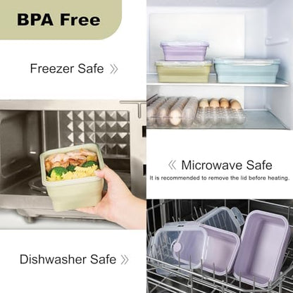 Collapsible Food Storage Containers with Airtight Lid & Vent Valve, 27 oz