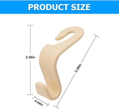 4PCS Car Seat Headrest Hooks, Auto Back Seat Hanger Holder, Durable Stylish Vehicle Organizer Universal Car Interior Accessories, Storage Hooks for Purses, Bags, Clothes, Coats, Hats (Beige/4PCS)