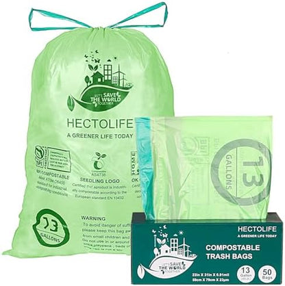 13 Gallon,50 Count Compostable Trash Bags with Home