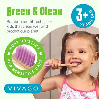 VIVAGO Kids Toothbrush - Kids Bamboo Toothbrushes with Soft Bristles 6 Pack