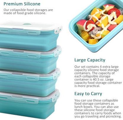 Alimat PluS 40.5oz Collapsible Silicone Food Storage Containers 4 Pack