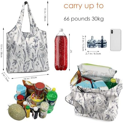 BeeGreen Reusable Grocery Shopping Bag -Travel Tote Bag - Foldable Compact Sturdy Bags