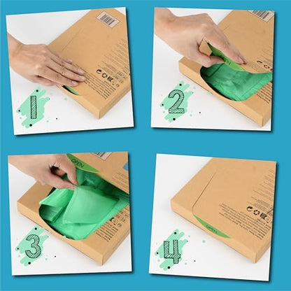 GREENER WALKER 100% Compostable Trash Bags with Tie Handles, 1.6 Gallon-150Bags, Food Scrap Kitchen Waste Bags with EN13432 Certified