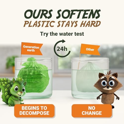 70 Bags 2.6 Gallon (10L) | Extra Strong Compostable Food Waste Bags | BPI Certified Corn Starch Bin Liners | Biodegradable Kitchen Countertop Compost Bags | Generation earth