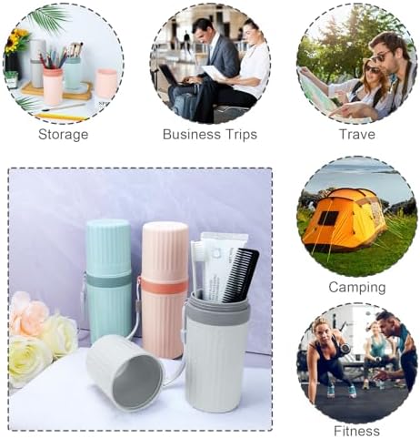 Mulbozy Travel Toothbrush Holder, Large Travel Toothbrush Cup Case, Portable Travel Toothbrush Toothpaste Makeup Storage for Business Trip Camping School - Pink