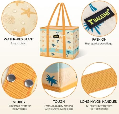 BALEINE 1PK Reusable Grocery Bags, Heavy Duty Shopping Tote Bag