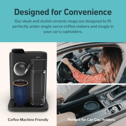 NOVA CERAMICS Coffee Tumbler – Travel Mug - On the Go Coffee Mug – Microwave & Dishwasher Safe Green Coffee Tumbler - Gifts For Women Men Him Her – 16oz – Abyss