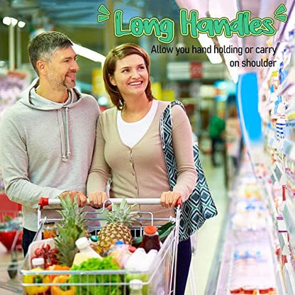 Shappy 34 Pcs Reusable Floral Grocery Bags Foldable Nylon Tote Bags Washable Shopping Bags Extra Large Cute Flower Reusable Bags with Attached Pouch for Women Grocery Shopping Supplies