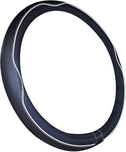 Mayco Bell Small Size Steering Wheel Cover Anti-Slip,Safety,Soft,Breathable,Durable,Full Surround,Comfortable Grip Microfiber Leather (14-14.25 inch, Black White)