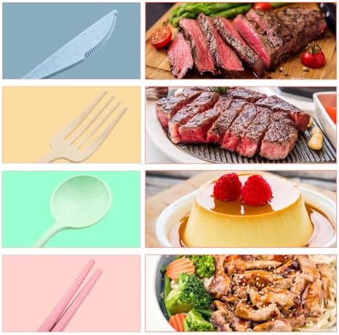 4 Sets Reusable Utensils Set with Case,Camping Cutlery Set Travel Silverware Set with Case Lunch Utensils Set for Work,Utensil Sets for Lunch Picnic Daily Use Outdoor (COLOR A)