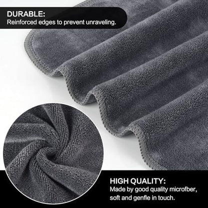 SINLAND Microfiber Facial Cloths Fast Drying Washcloth 12inch x 12inch Grey 12 Pack …