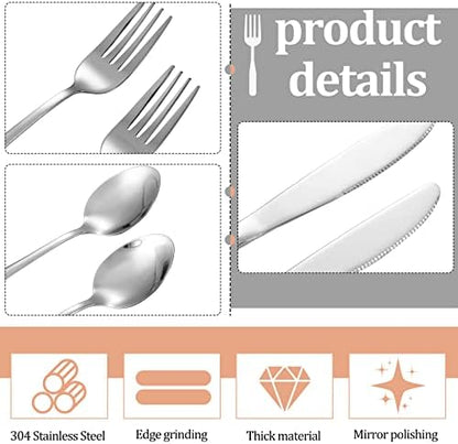 Yinkin 4 Pack Travel Silverware Set with Case for Lunch,Clear