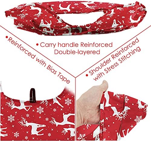 BeeGreen Christmas Reusable Grocery Bags 10 Pack Reusable Shopping Bags Bulk Christmas Gifts Tote Bags with Zipper Storage Pouch Elastic Band Foldable-Machine Washable
