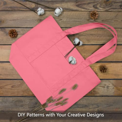 TOPDesign 1-Pack Canvas Tote Bag with an External Pocket, Reusable Grocery Shopping Bag, Top Zipper Closure, Daily Essentials (Rose Pink)