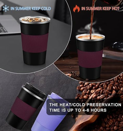 KETIEE Travel Mug 12oz, Insulated Coffee Mug with Leakproof Lid, Travel Coffee Mug Vacuum Stainless Steel Double Walled Reusable Coffee Cup for Hot and Iced Coffee Tea Water
