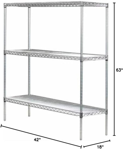 Omega 18" Deep x 42" Wide x 63" High 3 Tier Chrome Starter Shelving Unit
