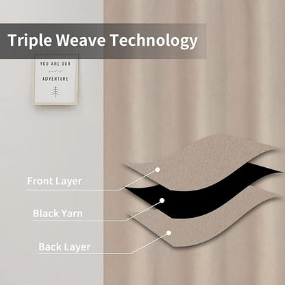 Easy-Going Blackout Curtains for Bedroom, Solid Thermal Insulated Grommet and
