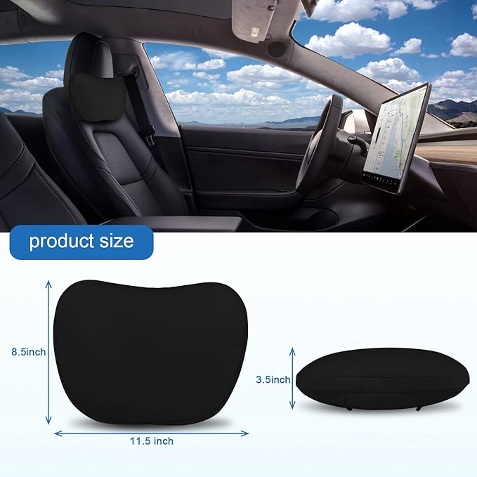 1 Pack Car Headrest Neck Pillow Fits for Tesla Model 3 Model Y Model S Model X Accessories,Car Seat Pillow Head Neck Rest Cushion(Black)