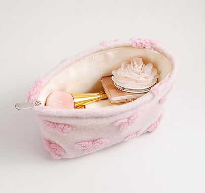 getgto 2 Pcs Makeup Bags, Large Cosmetic Bag Travel Toiletry Bag Organizer for Women, Plush Makeup Bag Small Cosmetic Pouch Purse with Zipper Gifts for Girls Teen