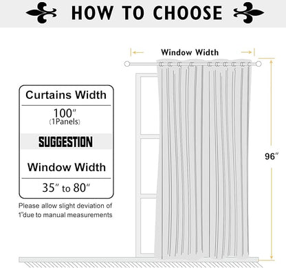 ChrisDowa Room Divider Curtain 96 Inches Long, Wide Blackout Sliding Door