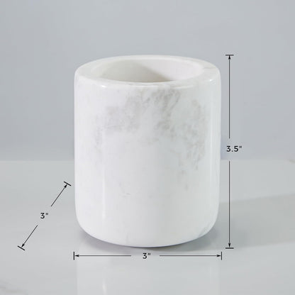 Natural White Marble Toothbrush Holder for Bathroom, Mordern Organic White Marble Toothbrush Cup, Luxury Texture Razor Holder, Razor Organizer for Dressing Table, Countertop, Hotel