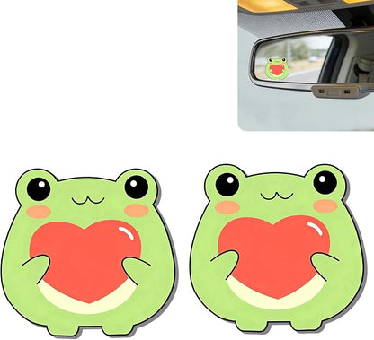 2Pcs Frog Rear View Mirror Sticker Waterproof Vinyl Car Window Decal | Frogs Car Accessories, Cute "Moo-tivational" Auto Decals Decor, Frog Gifts for Women Men Animal Lovers