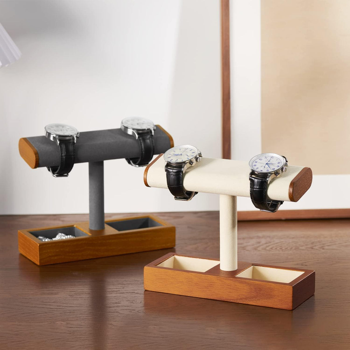 Oirlv Solid Wood Watch Display Stand T-bar Watch Stand for Men and Women Jewelry Accessory Organizer for Store and Home(SM19101)