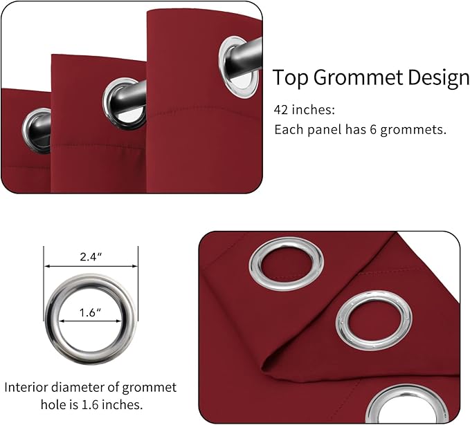 Easy-Going Blackout Curtains for Bedroom, Solid Thermal Insulated Grommet and