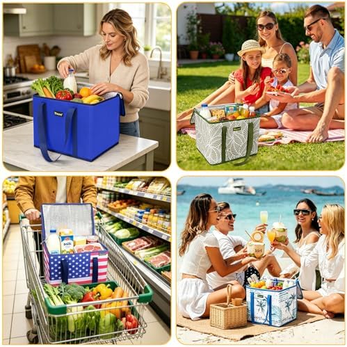 BALEINE 1PK Insulated Reusable Grocery Bag, Heavy Duty Shopping Tote