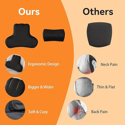 Car Neck & Lumbar Support Pillow Set for Toyota RAV4, Soft Memory Foam Headrest & Back Cushion, Ergonomic Comfortable Seat Support for Daily Driving and Long Trips Car Interior Accessories