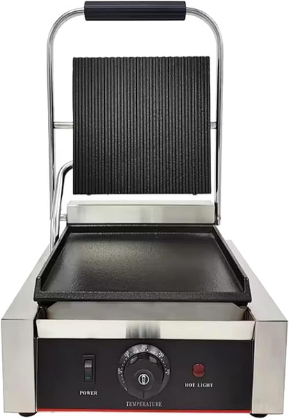 Commercial Panini Press With Grooved Grill Sandwich Maker Machine Electric
