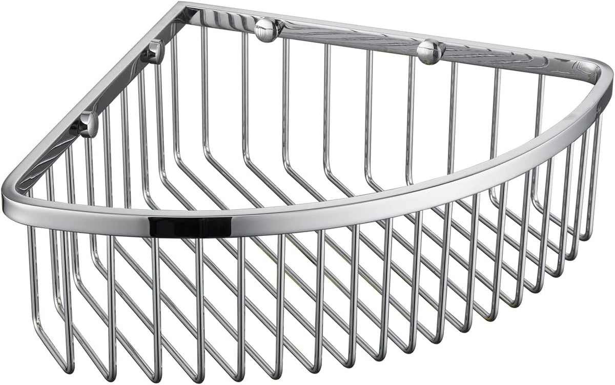Bathroom Shower Caddy Corner Shelf Basket, Ultra Sturdy Rust-Proof Stainless Steel Shelf Organizer Shampoo Holder, Wall Mounted Storage Rack for Bathroom Kitchen, Polished Chrome