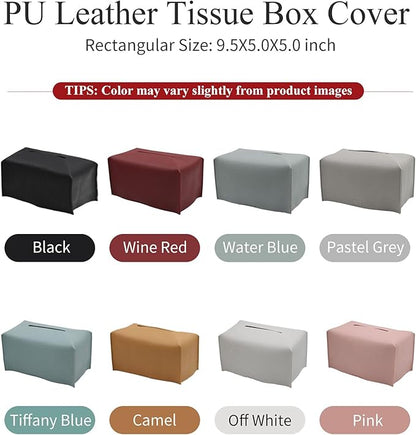 Livelab Tissue Box Cover, Modern Decorative PU Leather Rectangular Tissue Box Case Organizer Holder for Vanity Countertop, Night Stands, Livingroom, Office Desk & Car 9.5X5X5'' | Camel