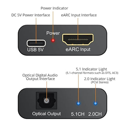 Neoteck ARC/eARC Audio Extractor, HDMI ACR Audio to Optical Extractor