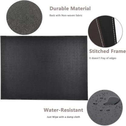 KINGFOM Desk Pad & Mat 24" x 18" Protector Large Mouse Pad PU Leather for Desktops and Laptops (Black)