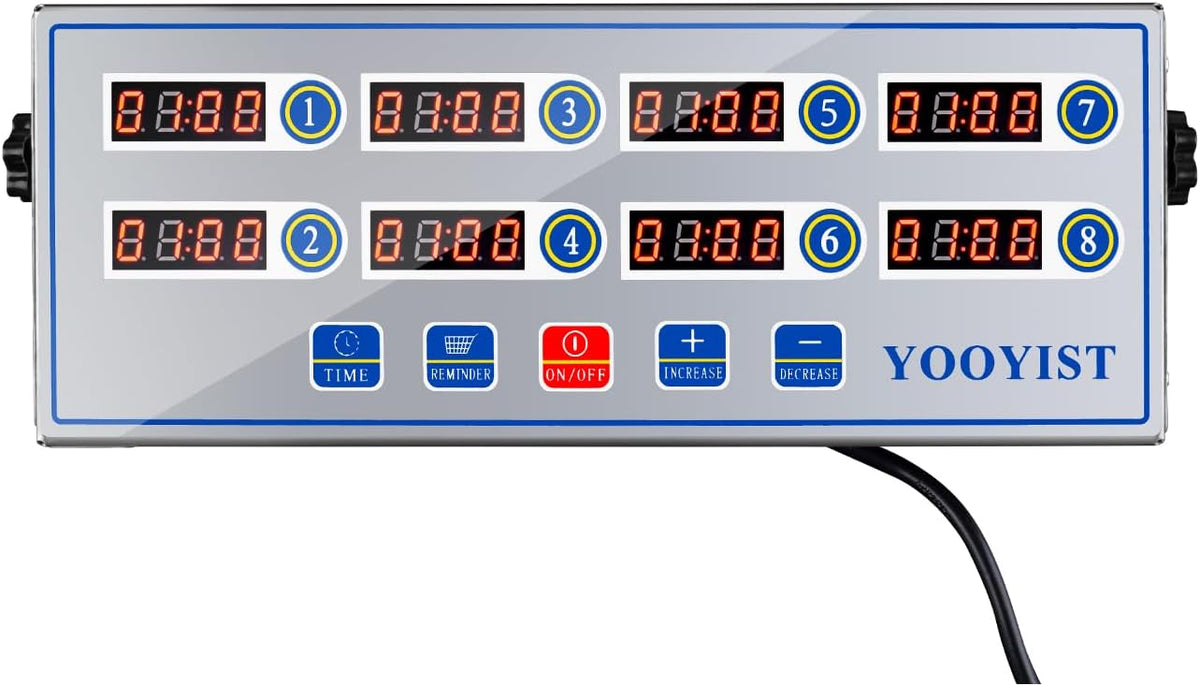 Kitchen Timers for Cooking – 8 Channel Commercial Kitchen Timer Restaurant Kitchen Supplies – Stainless Steel LED Technology Kitchen Timer Digital – Reminder Function, Loud Alarm, Silver